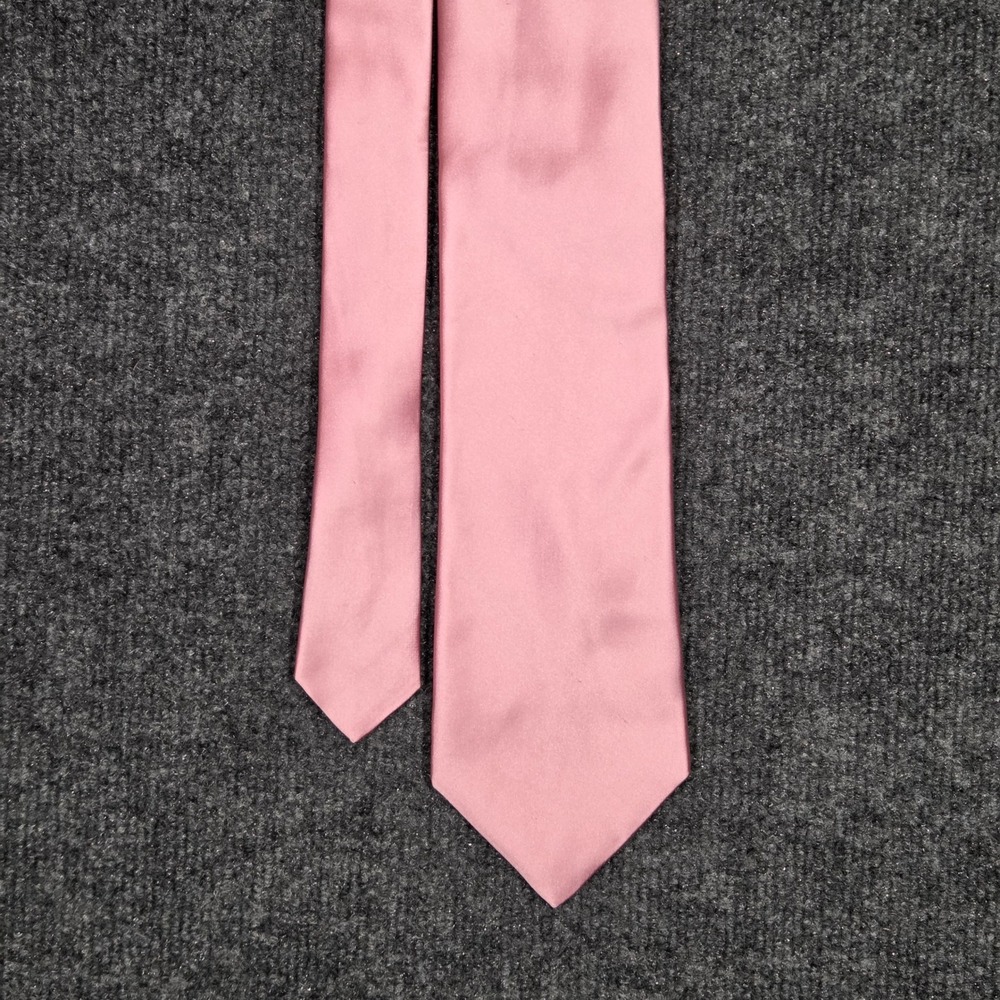 Cremieux Mens Silk Tie Pink Solid Satin Handmade USA Formal Wedding NWT